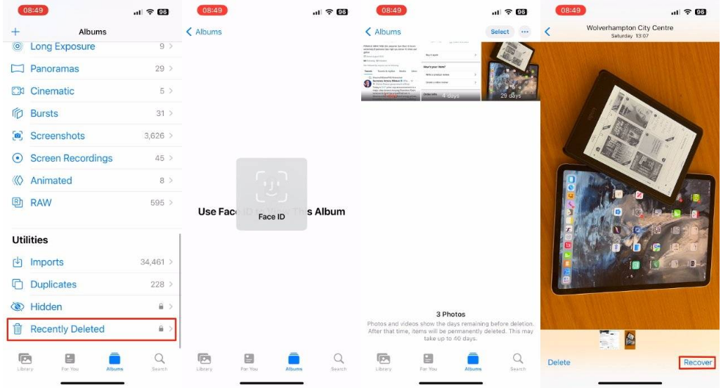 三元苹果14维修分享 iPhone14 上恢复已删除的照片 