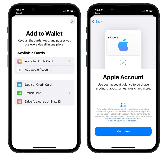 三元苹果手机维修分享iOS 15.5钱包App如何添加 Apple 账户 