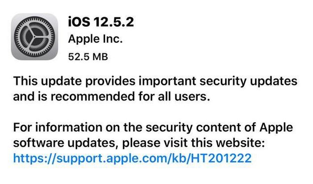 三元苹果手机维修分享iOS12.5.2发布，建议所有老苹果用户安装 